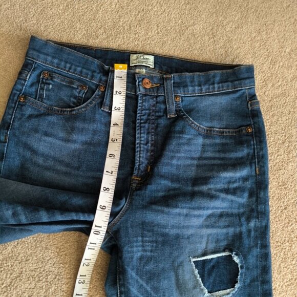 J. Crew Lookout High Rise Skinny Retro 80s Distressed Boho Patchwork Jeans 28T - Picture 10 of 12